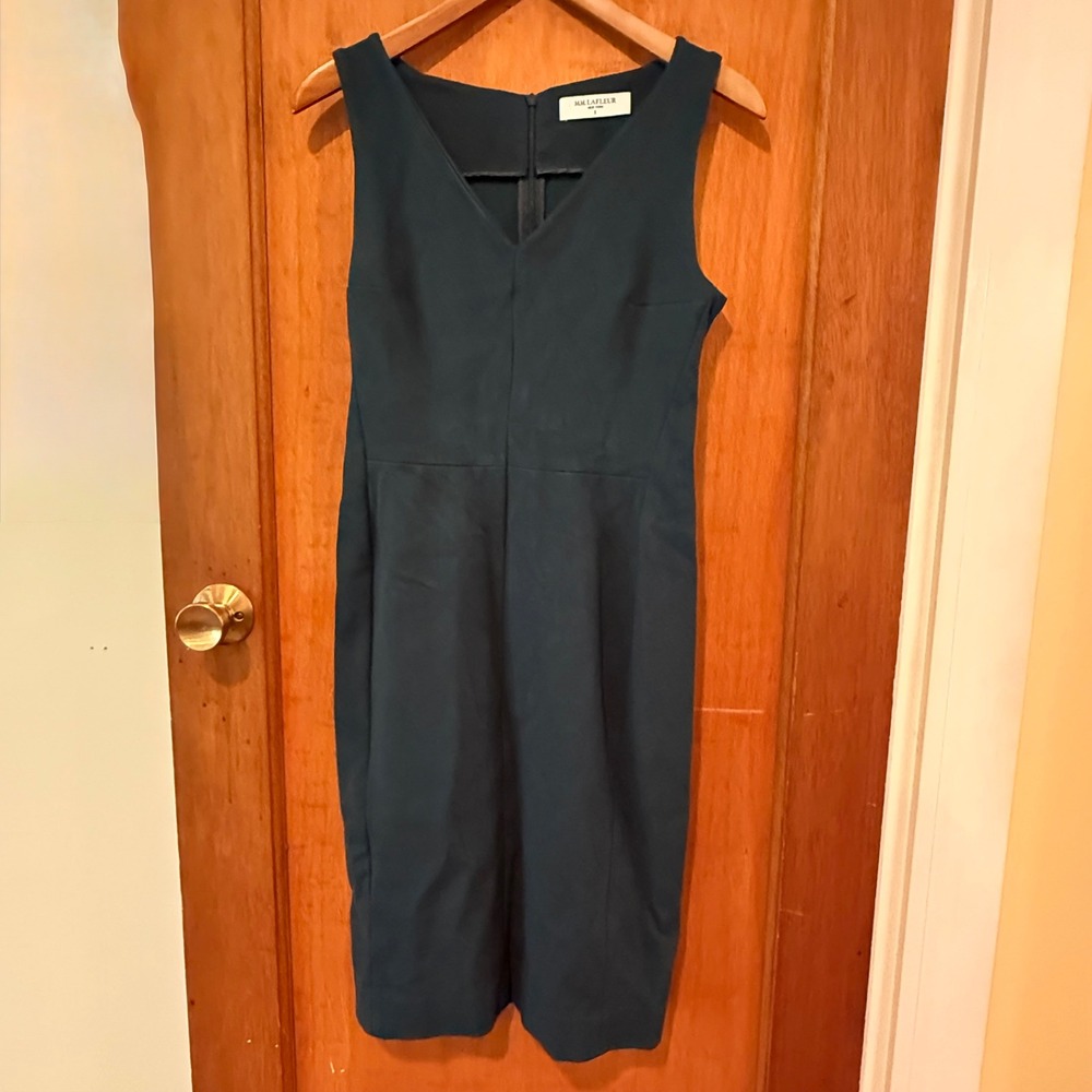 MM. Lafleur dress womens 8 dark green shift sheath sleeveless knee length